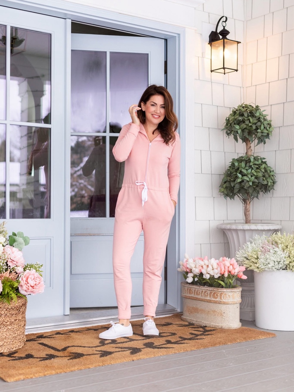 Smash + Tess Jilly Jumper Blush Pink Zip-Front Jumpsuit